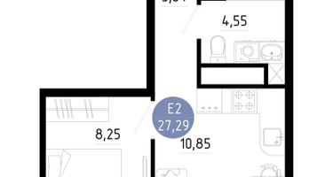 1-к. квартира, 27&nbsp;м²