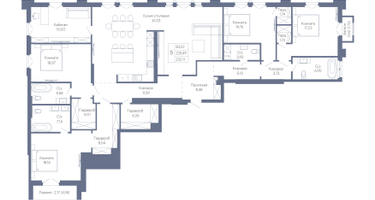 5-к. квартира, 222&nbsp;м²