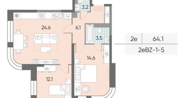 Студия, 64&nbsp;м²
