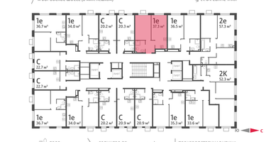 1-к. квартира, 37&nbsp;м²