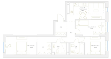 3-к. квартира, 79 м²