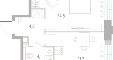 1-к. квартира, 36&nbsp;м²