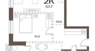 2-к. квартира, 57 м²