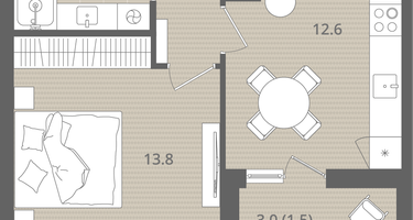 1-к. квартира, 36&nbsp;м²