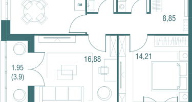 2-к. квартира, 60&nbsp;м²