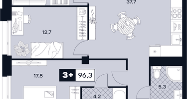 3-к. квартира, 96&nbsp;м²