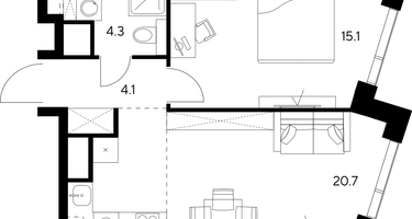 Студия, 44&nbsp;м²
