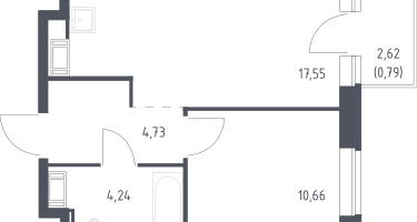 1-к. квартира, 37&nbsp;м²