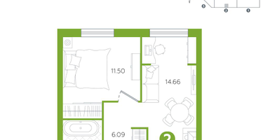 2-к. квартира, 36&nbsp;м²