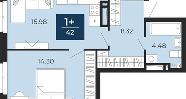 1-к. квартира, 43&nbsp;м²