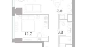 2-к. квартира, 46&nbsp;м²