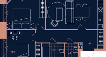 3-к. квартира, 55&nbsp;м²