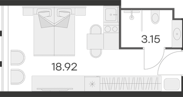 Студия, 21 м²