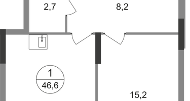 1-к. квартира, 46&nbsp;м²