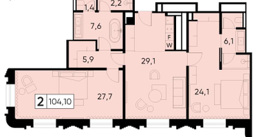 2-к. квартира, 104&nbsp;м²