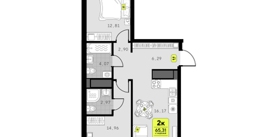 2-к. квартира, 65 м²