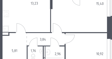 2-к. квартира, 54&nbsp;м²