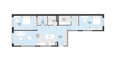 1-к. квартира, 57 м²