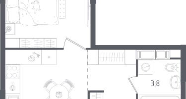 1-к. квартира, 30&nbsp;м²