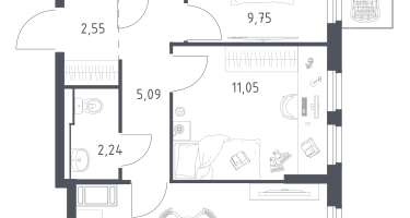 2-к. квартира, 51&nbsp;м²