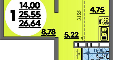 Студия, 26&nbsp;м²