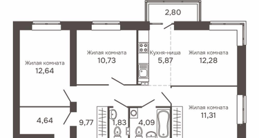 4-к. квартира, 74&nbsp;м²