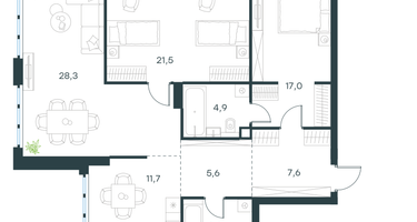 3-к. квартира, 101&nbsp;м²