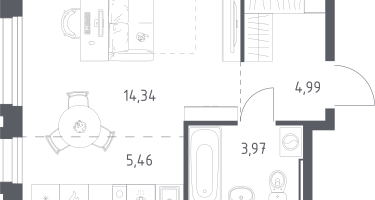 Студия, 28&nbsp;м²