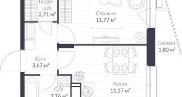 1-к. квартира, 33&nbsp;м²