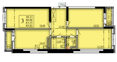 3-к. квартира, 83&nbsp;м²