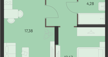 1-к. квартира, 42&nbsp;м²