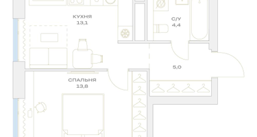 1-к. квартира, 37 м²