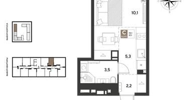 Студия, 21 м²