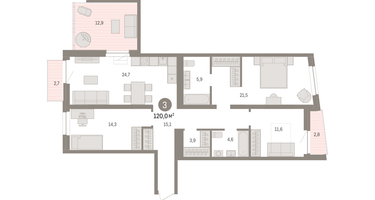 3-к. квартира, 120&nbsp;м²