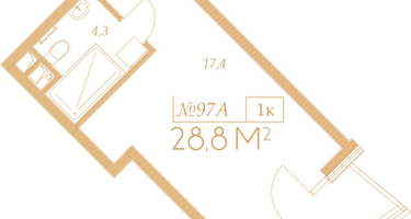 1-к. квартира, 28 м²