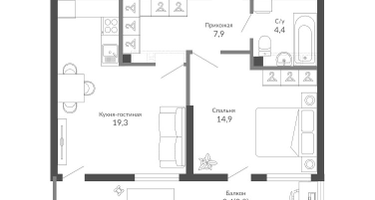 1-к. квартира, 49&nbsp;м²