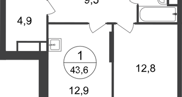 1-к. квартира, 43&nbsp;м²