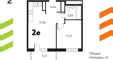 2-к. квартира, 40&nbsp;м²