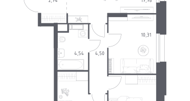 3-к. квартира, 64&nbsp;м²