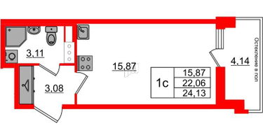 Студия, 22&nbsp;м²