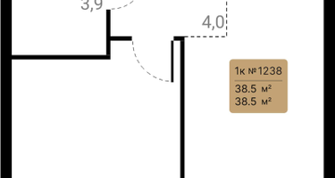 1-к. квартира, 38&nbsp;м²