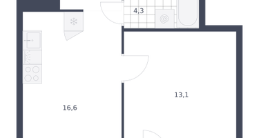 1-к. квартира, 39 м²