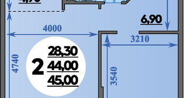 2-к. квартира, 45 м²