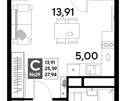 Студия, 27&nbsp;м²