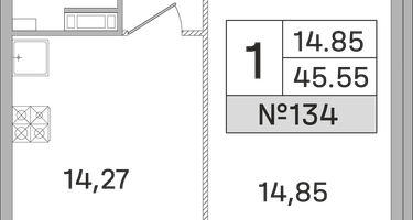 1-к. квартира, 45&nbsp;м²