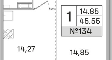 1-к. квартира, 45&nbsp;м²