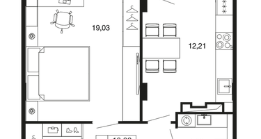 1-к. квартира, 46 м²