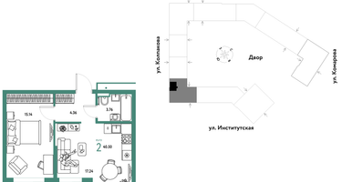 Студия, 40 м²