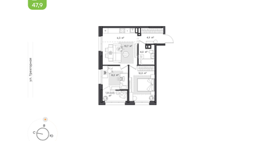 2-к. квартира, 47&nbsp;м²