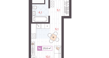 Студия, 25&nbsp;м²